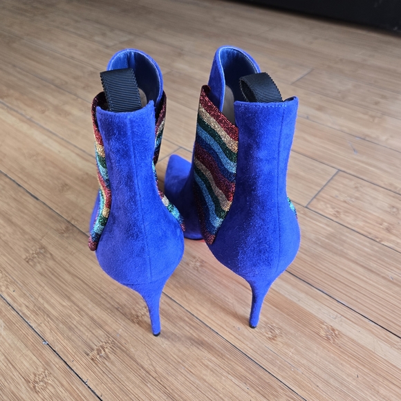 Christian Louboutin Blue Ankle Boots with Multicolor Detail - Picture 7 of 10